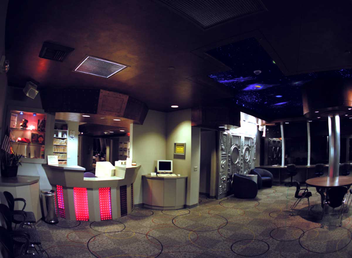 The Orthospaceship's futuristic office serves Burbank